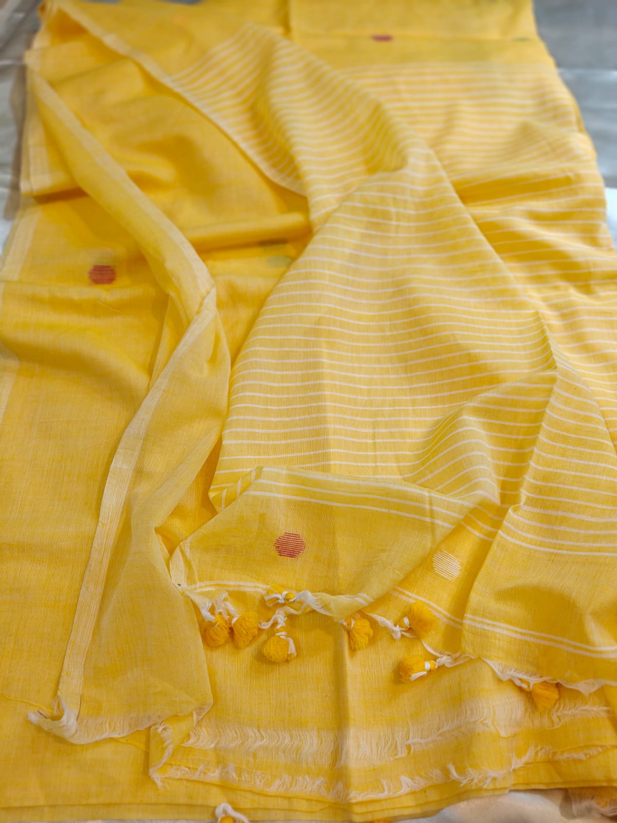 Yellow Whisper Mul Cotton Saree