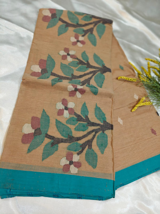Sand Bloom Handwoven Jamdani Saree