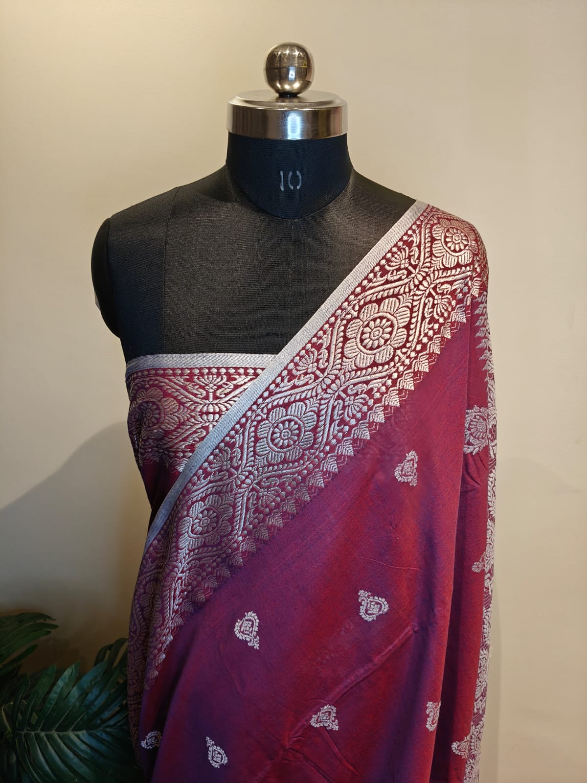 Magenta Assam Khadi Design Cotton Saree