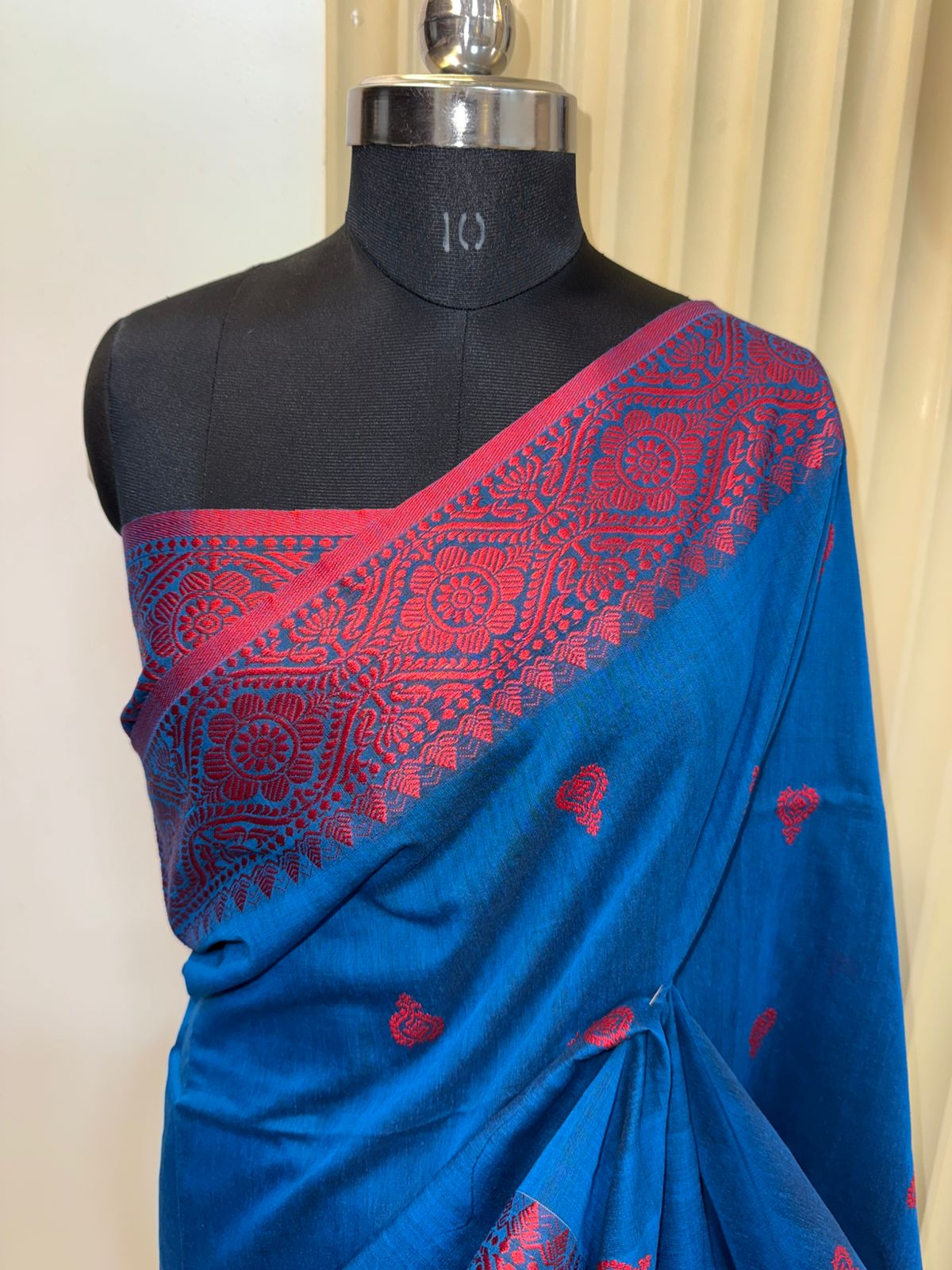 Blue and Red Assam Khadi