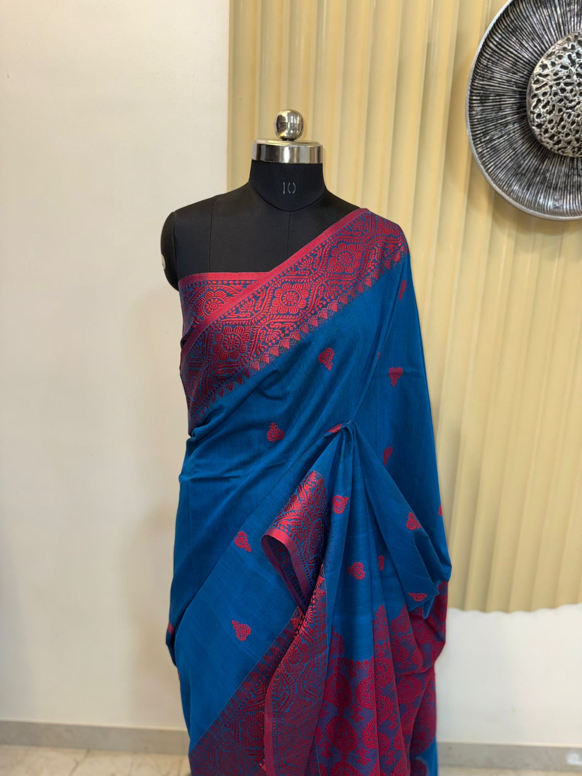 Blue and Red Assam Khadi