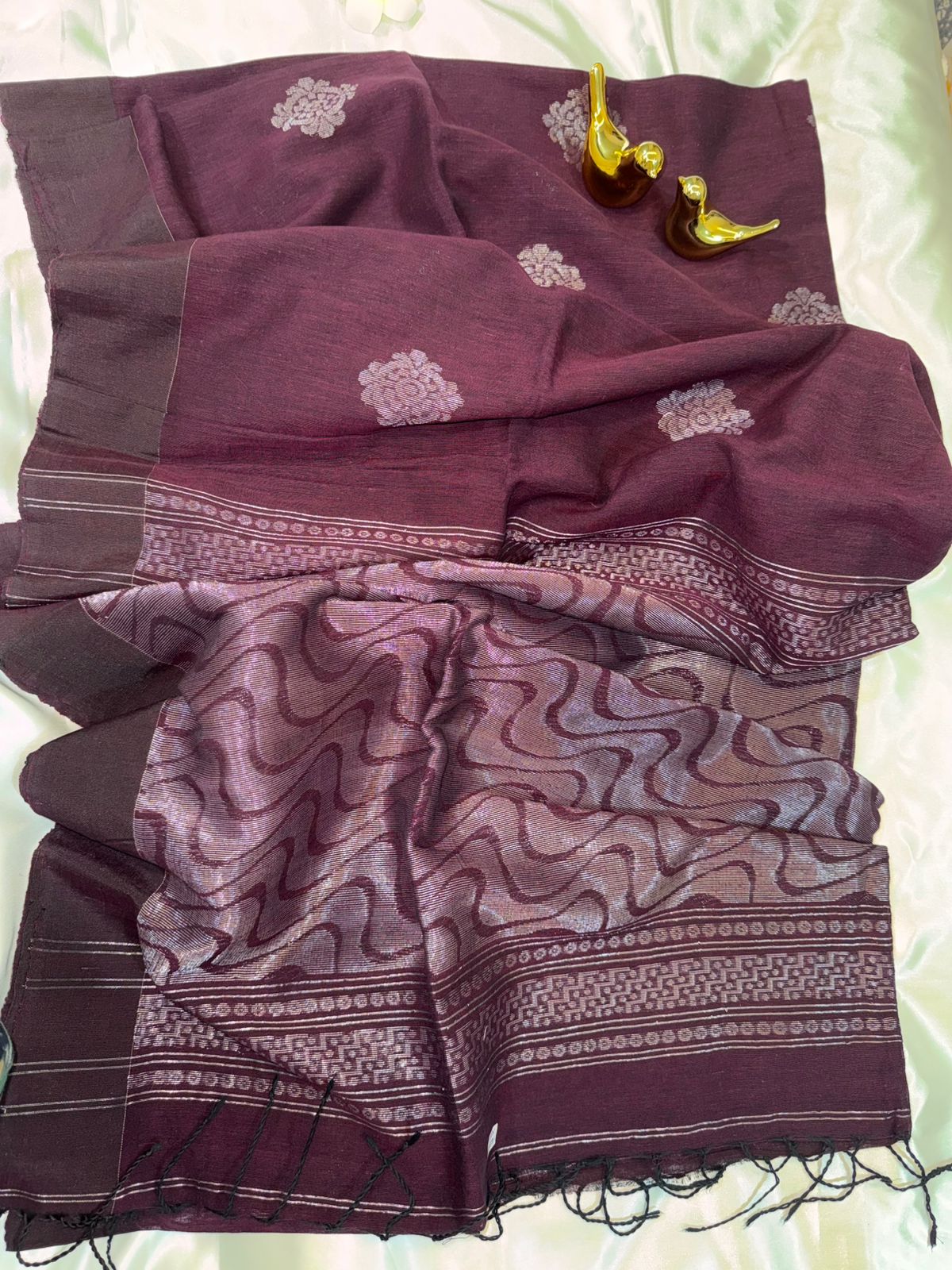 Plum Cotton Banarasi