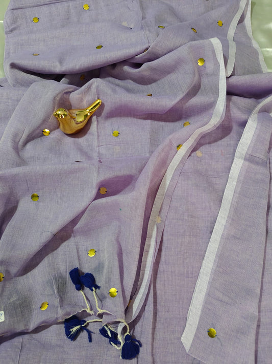 Purple Gini Mul Cotton Saree