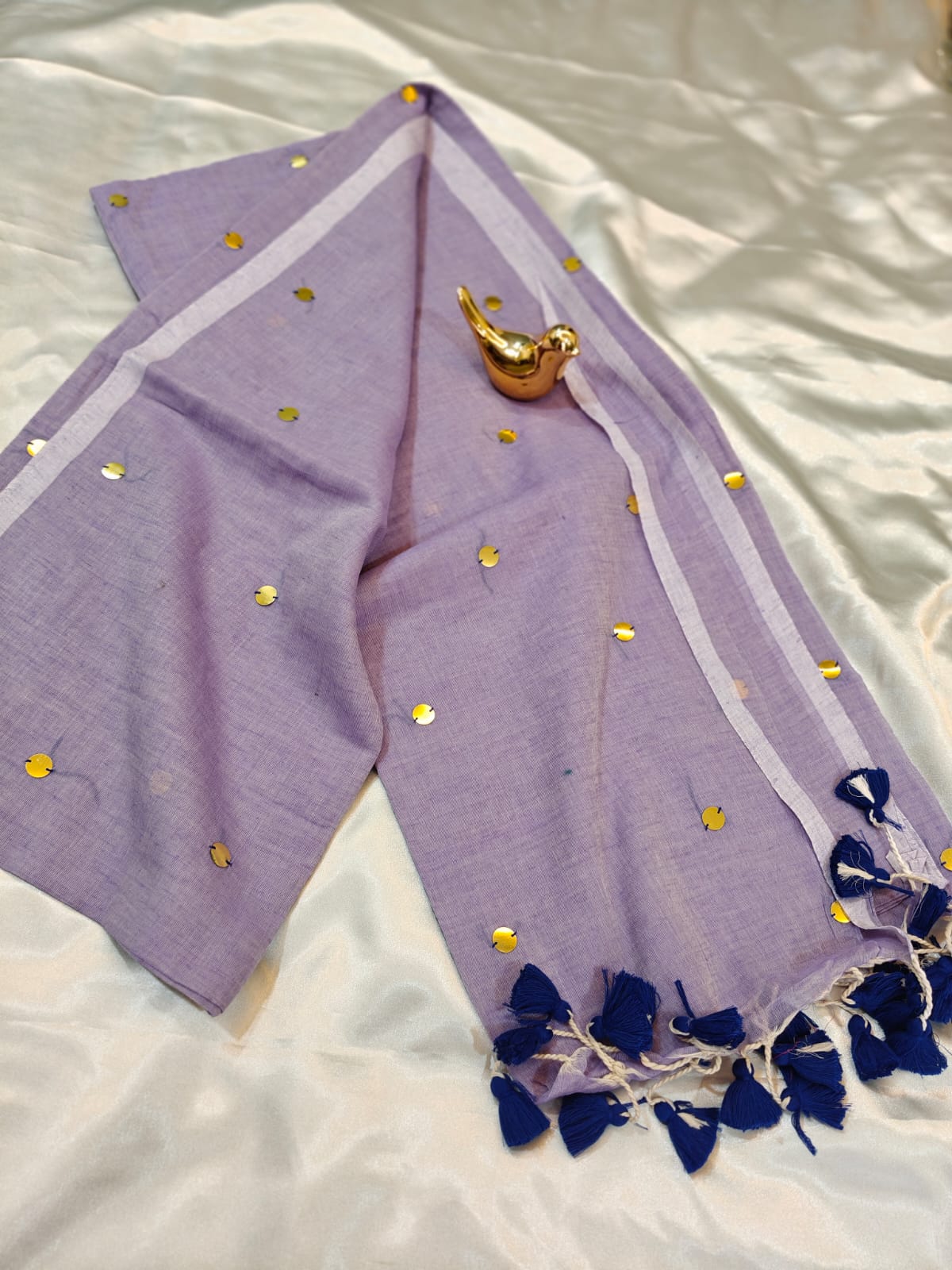 Purple Gini Mul Cotton Saree