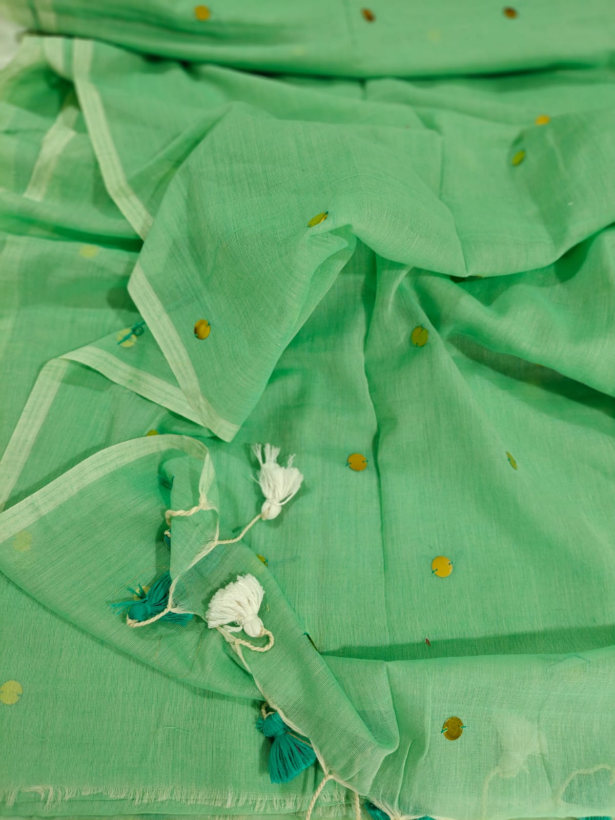 Mint Green Gini Mul Cotton Saree