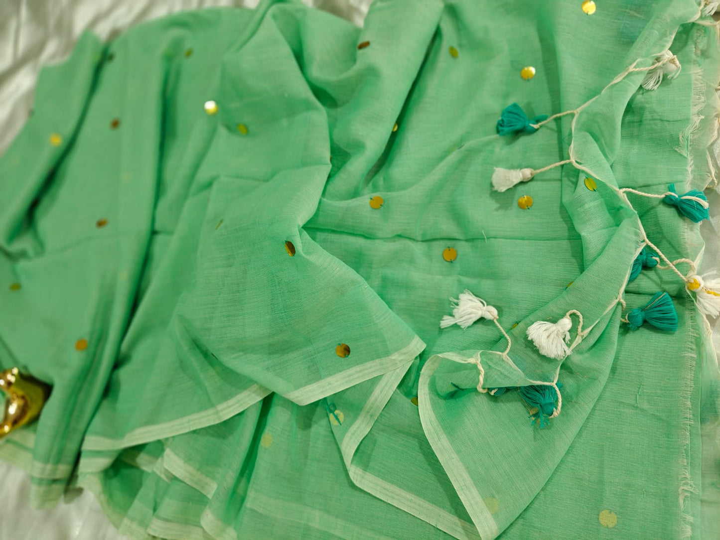 Mint Green Gini Mul Cotton Saree