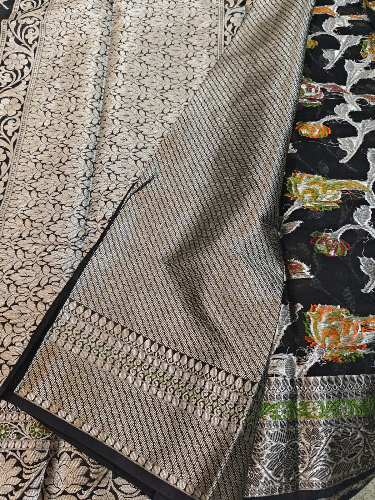 Black Semi Khaddi Georgette Banarasi