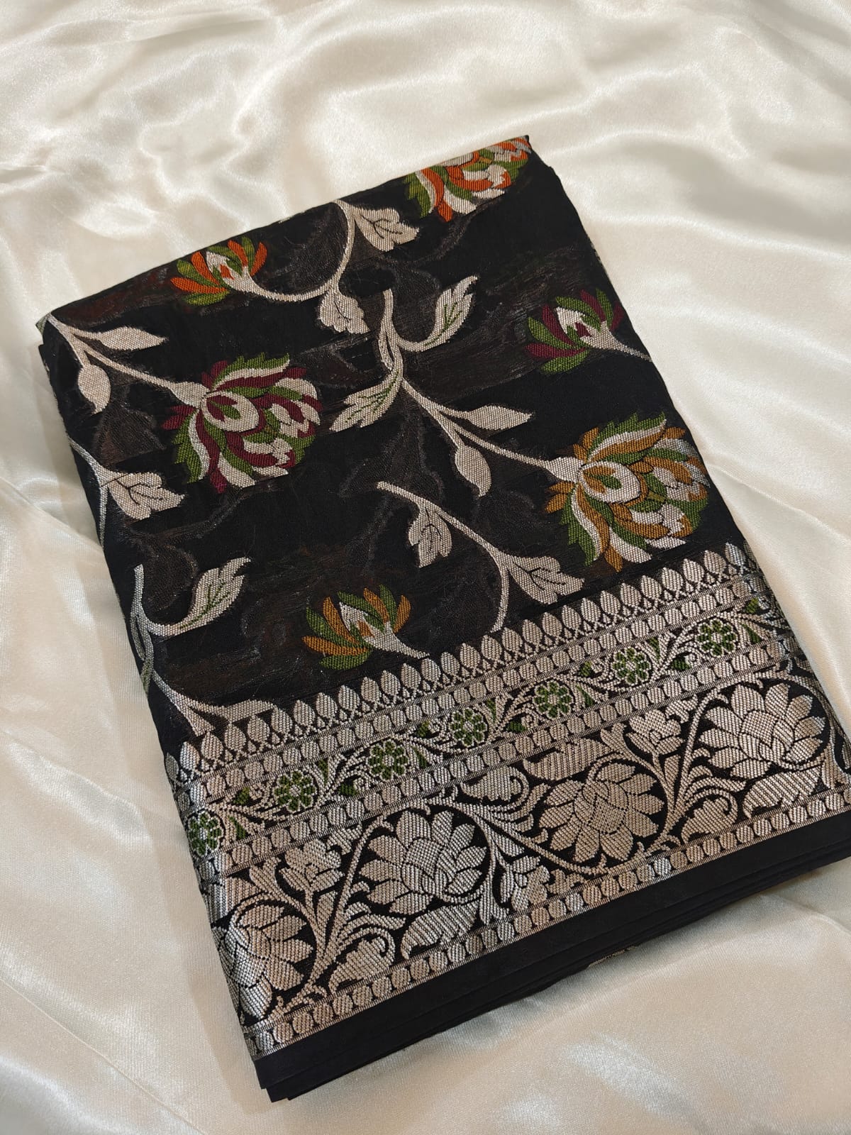 Black Semi Khaddi Georgette Banarasi