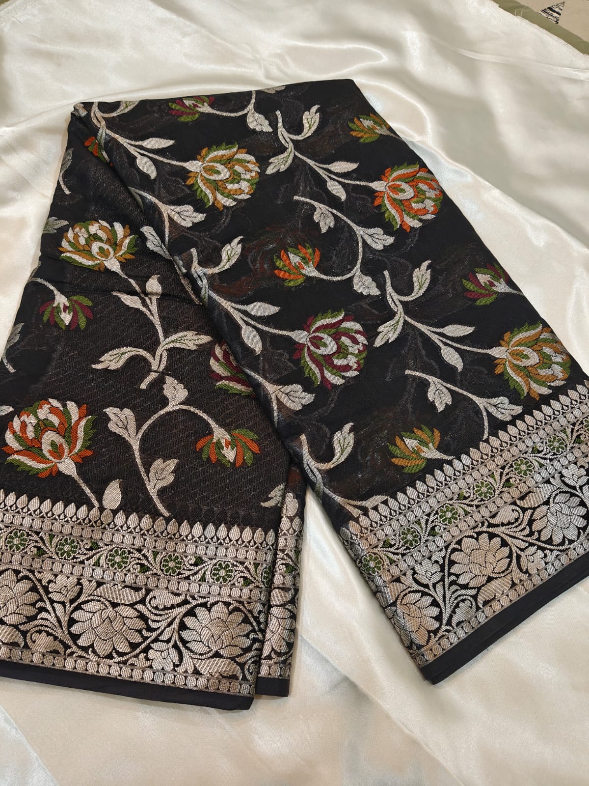 Black Semi Khaddi Georgette Banarasi