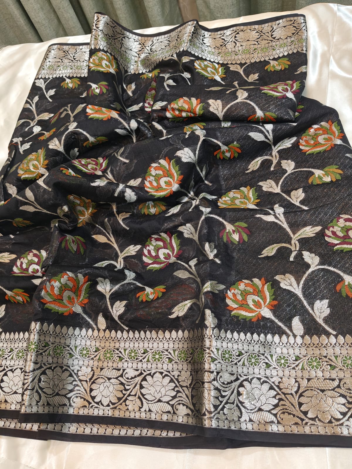 Black Semi Khaddi Georgette Banarasi