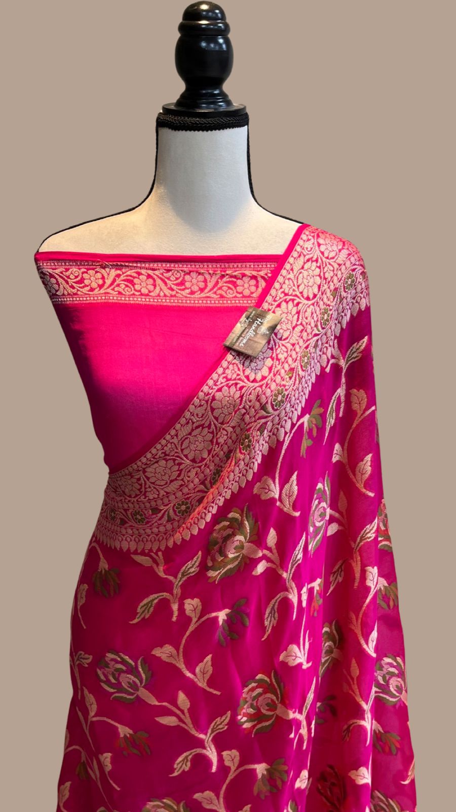 Rani Pink Semi Khaddi Georgette Banarasi