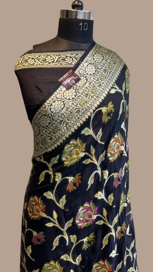 Black Semi Khaddi Georgette Banarasi