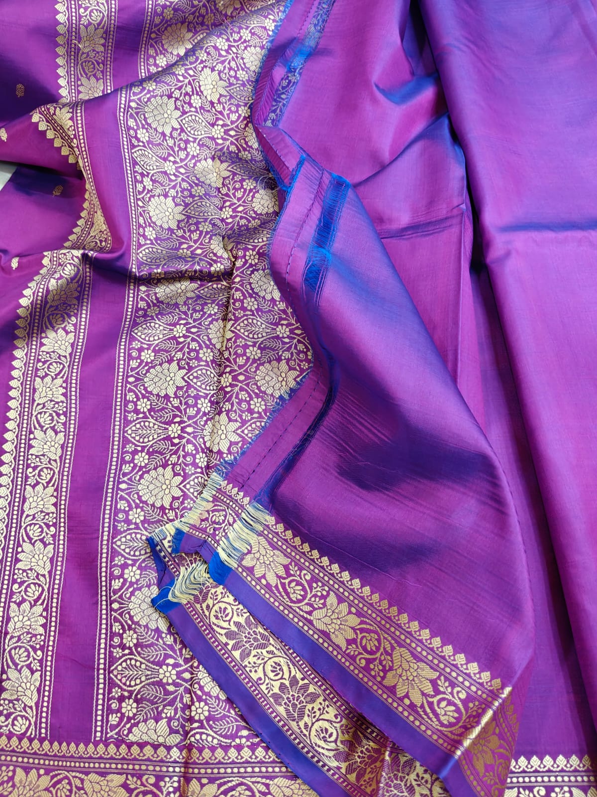 Magenta Pure Katan Banarasi Saree