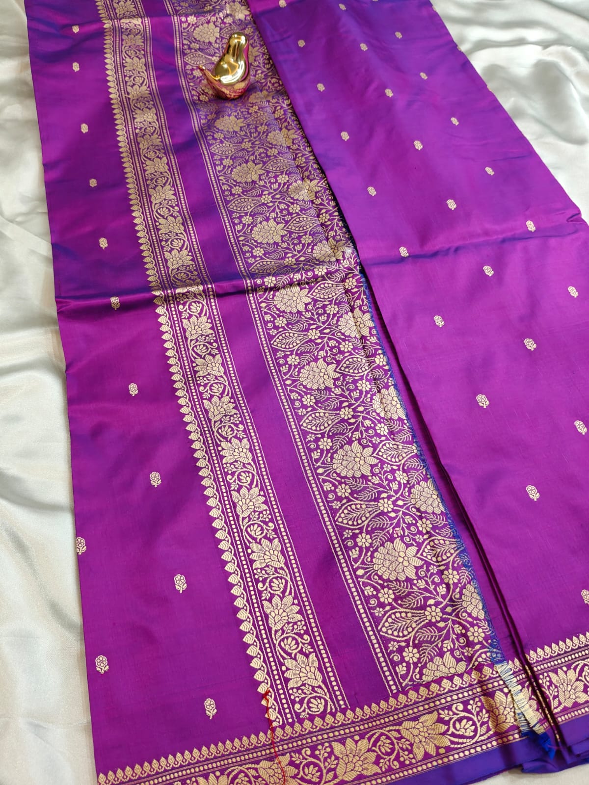 Magenta Pure Katan Banarasi Saree