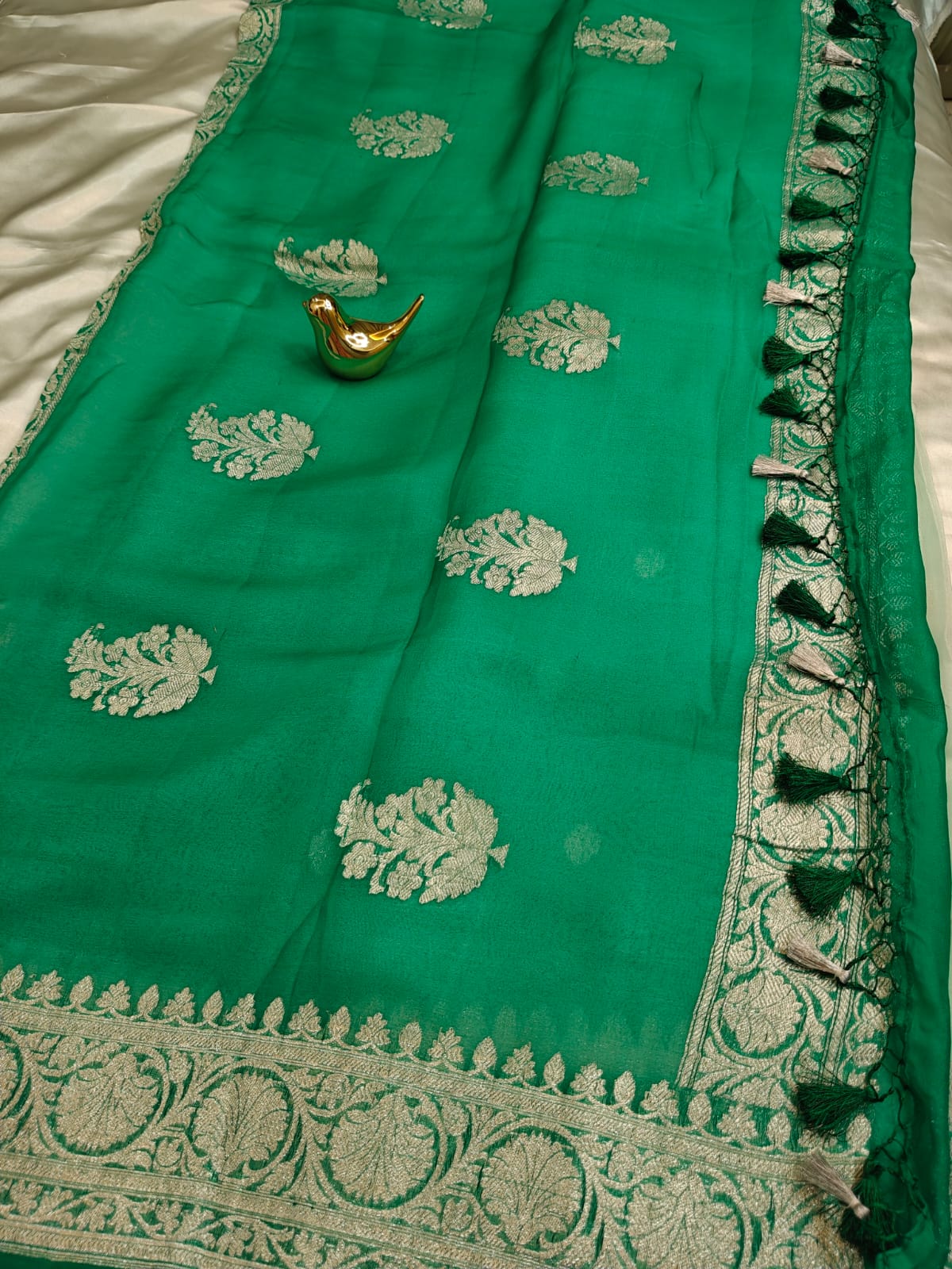 Mint Green Pure Khaddi Chiffon Georgette Banarasi