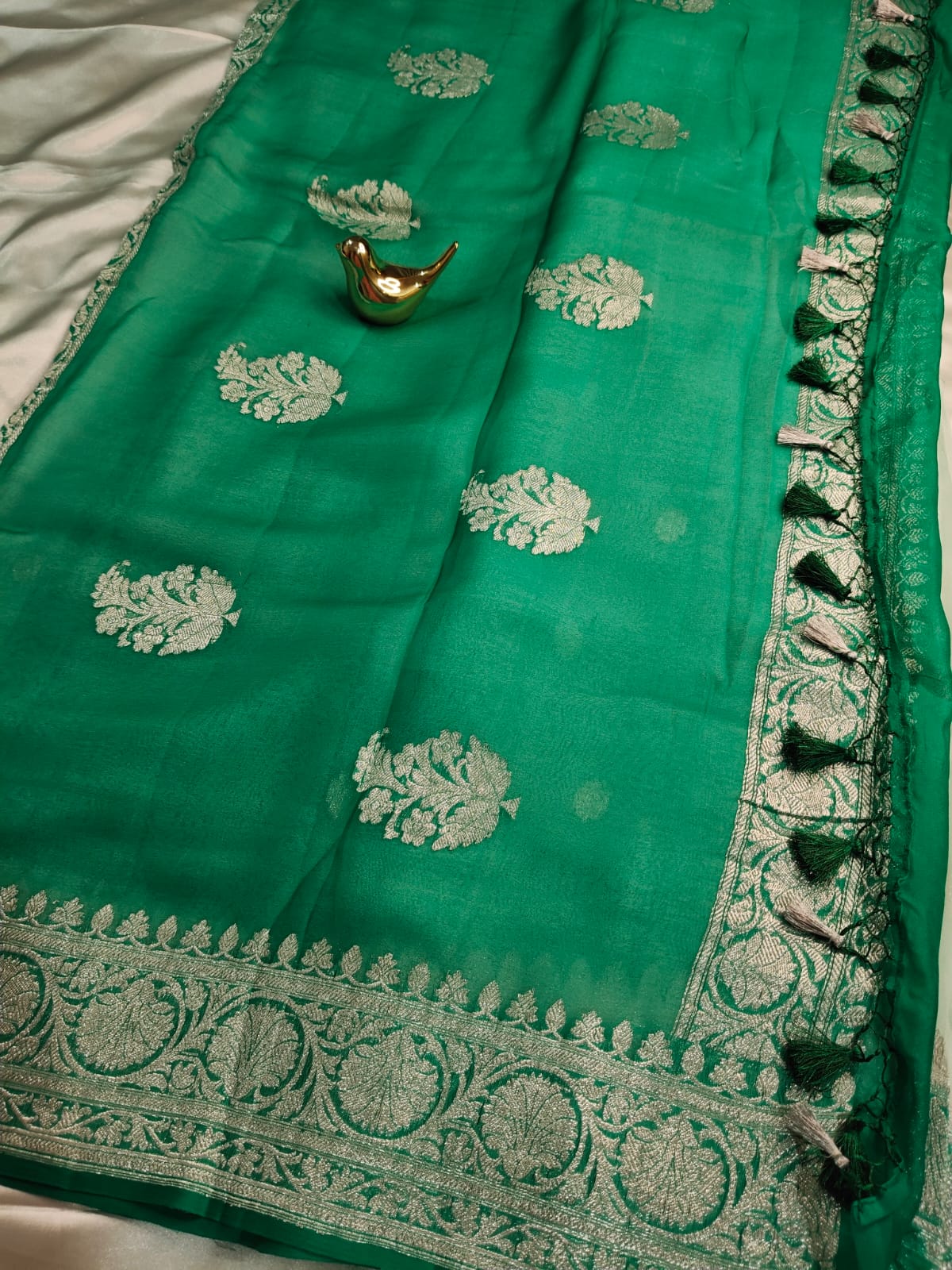 Mint Green Pure Khaddi Chiffon Georgette Banarasi