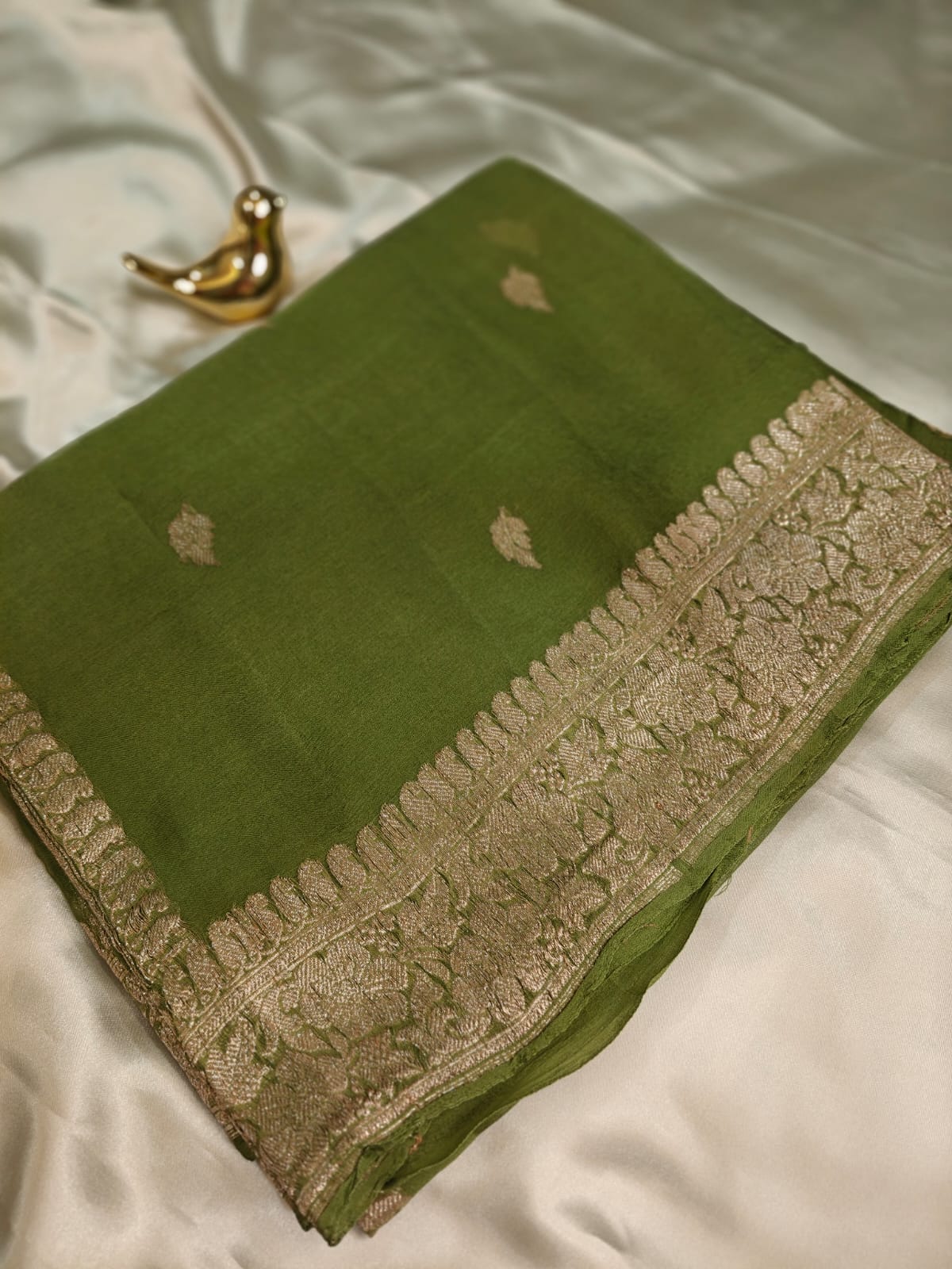 Mosh Green Pure Khaddi Chiffon Georgette Banarasi