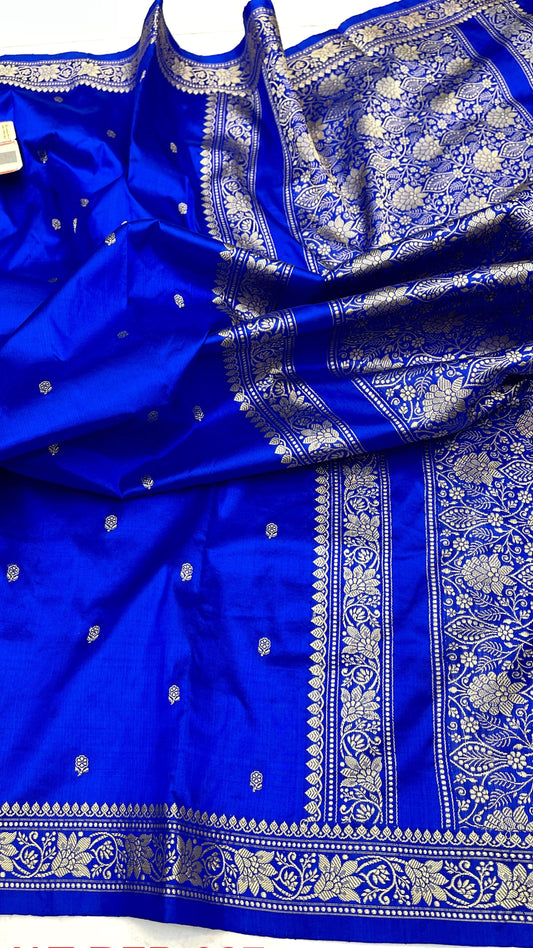 Royal Blue Pure Katan Banarasi Saree