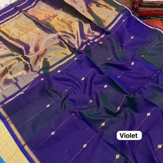 Purple Dual Tone Maheshwari Silk-Cotton Saree