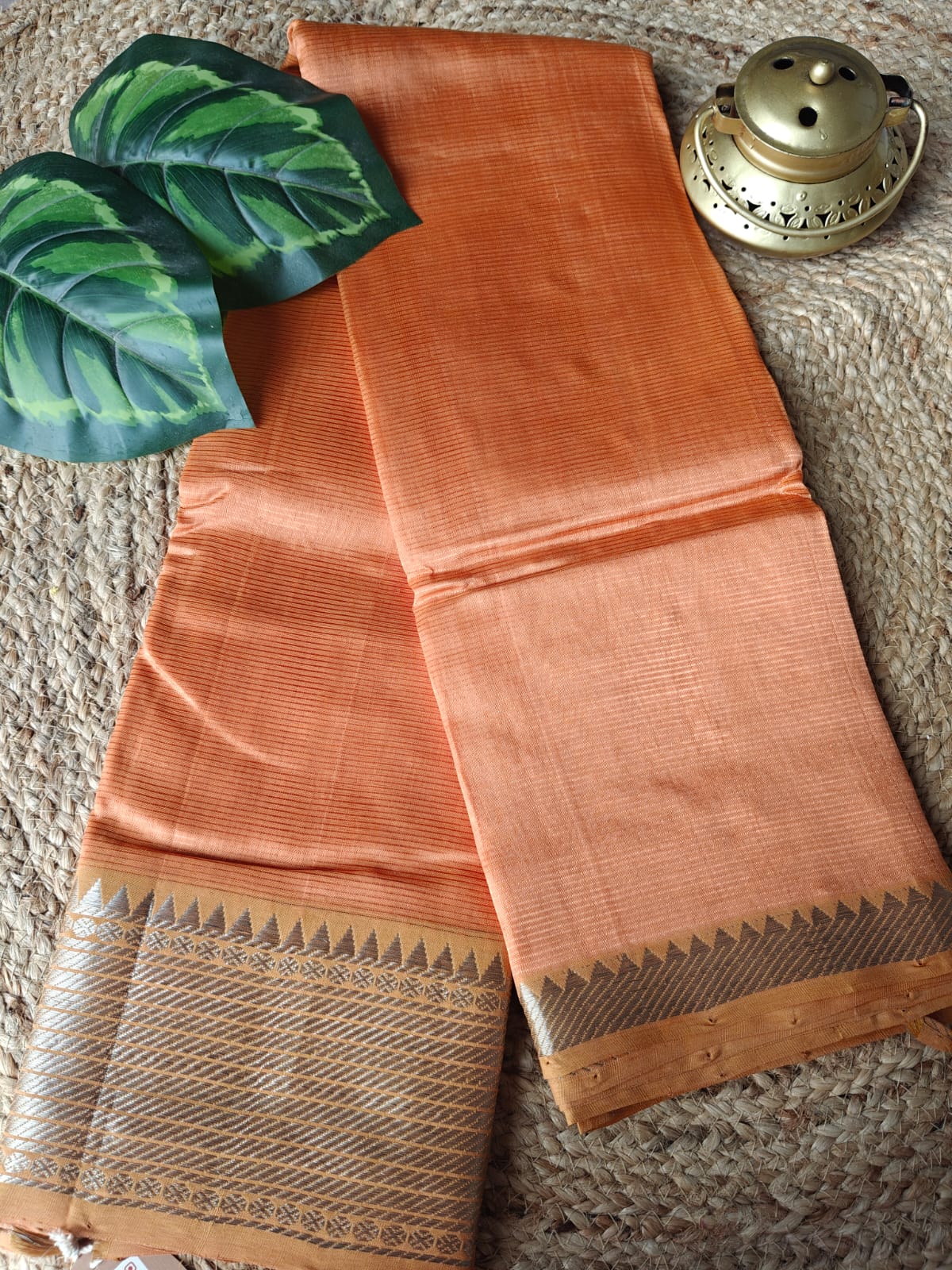 Blush Orange Mangalgiri Saree