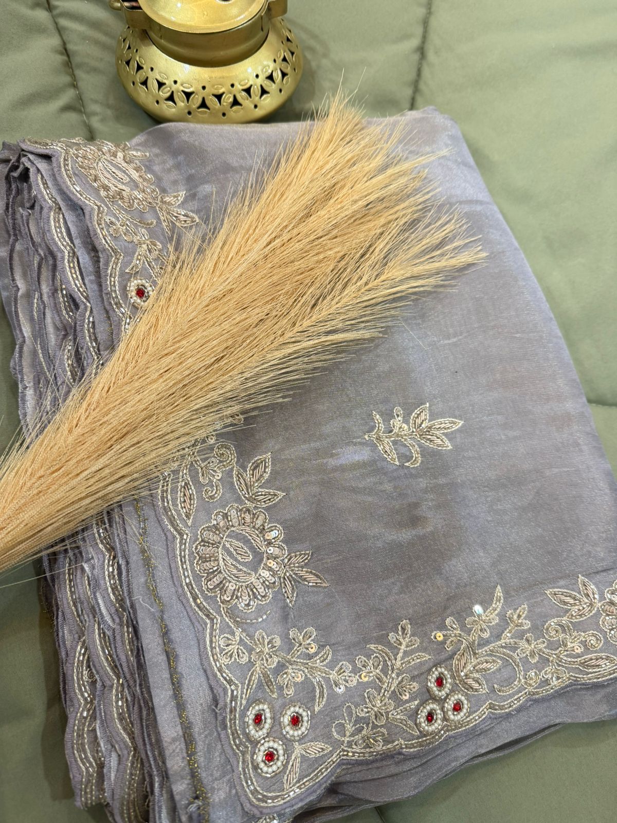 Grey Whisper – Intricate Tissue Handwork Saree