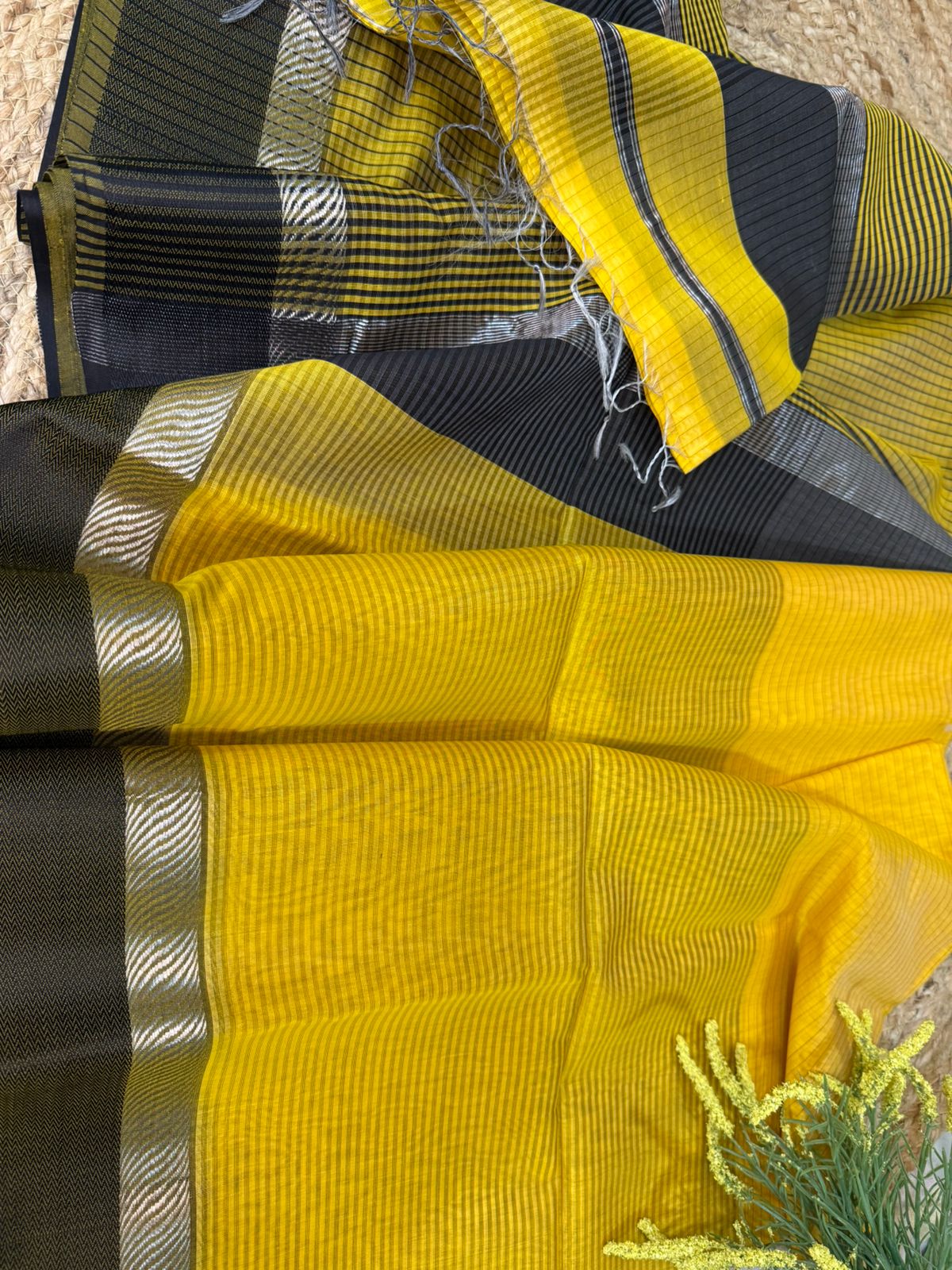 Haldi Hues Maheshwari Saree