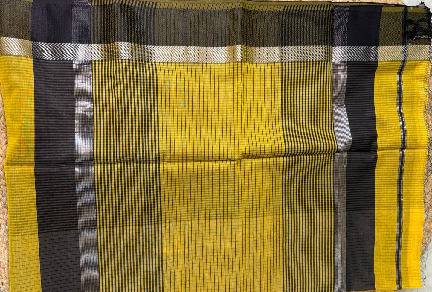 Haldi Hues Maheshwari Saree