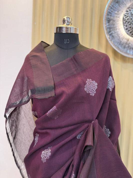 Plum Cotton Banarasi