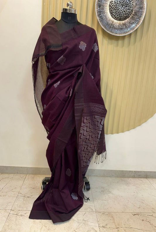 Plum Cotton Banarasi